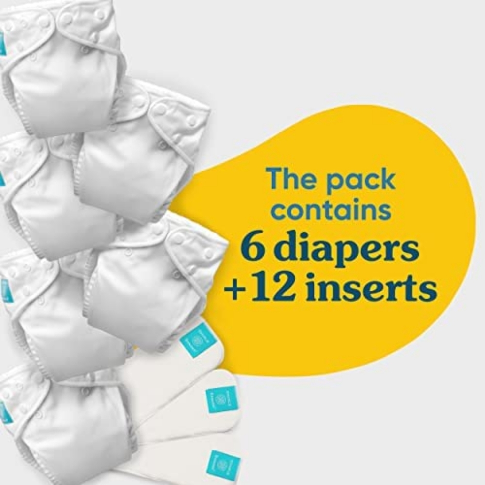 CHARLIE BANANA - 6 One Size Reusable Cloth Diapers with Fleece